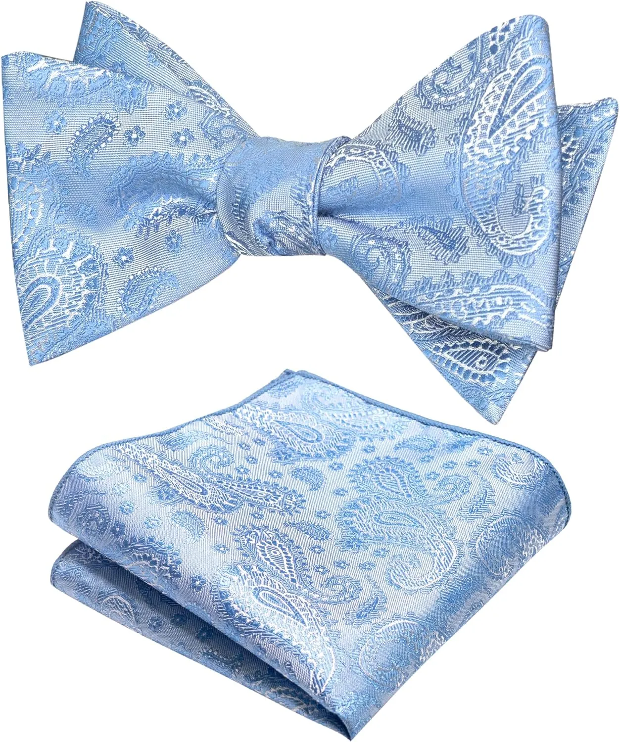Original Mens Bowtie Self Bow Tie & Pocket Square Set