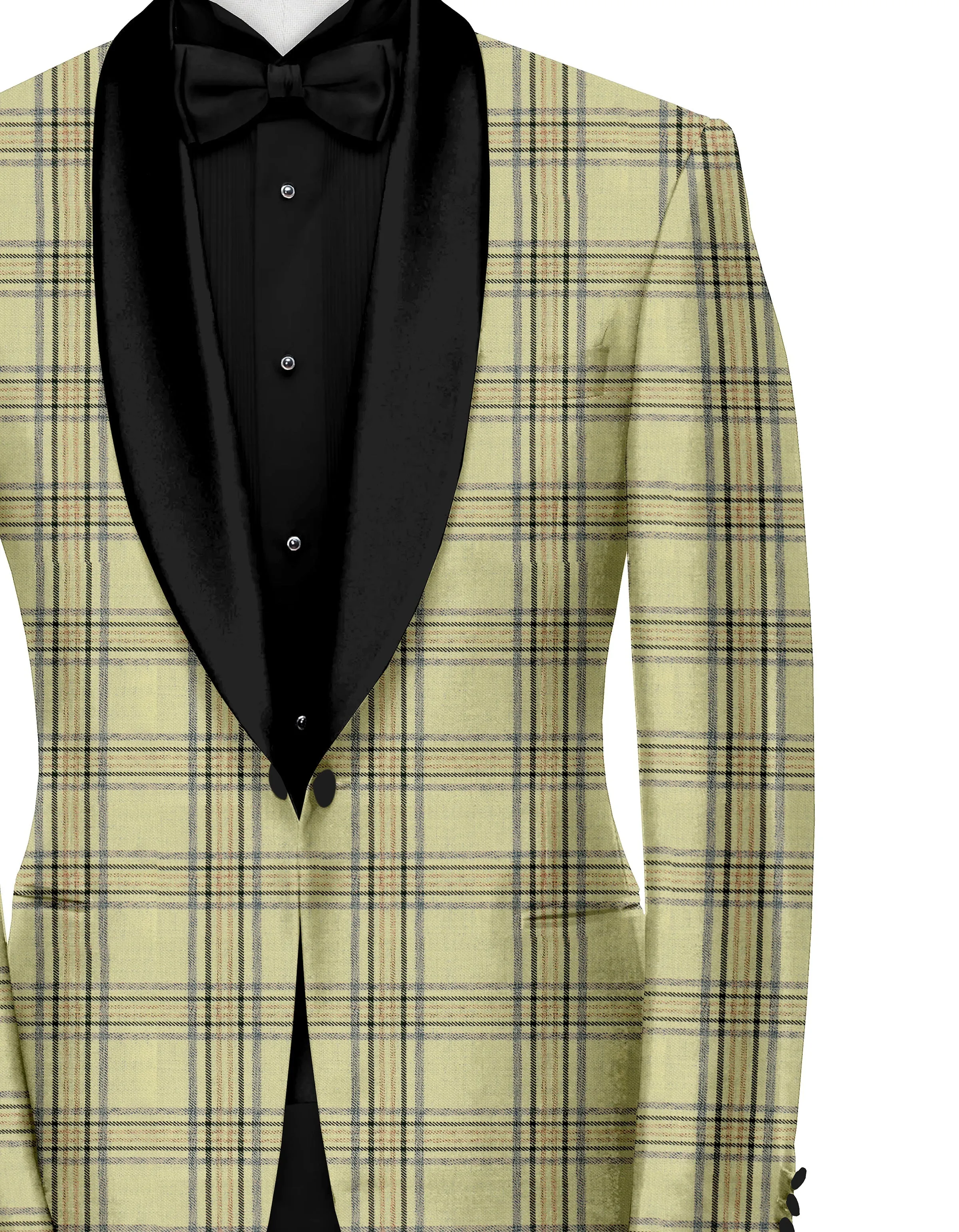 Pale Oilve Men's Party Checks Suit Jacket Slim Fit Blazer