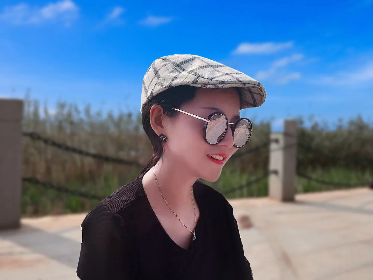 Peaked Cap Forward Cap Plaid Baseball Cap Visor Beret Sun Hat