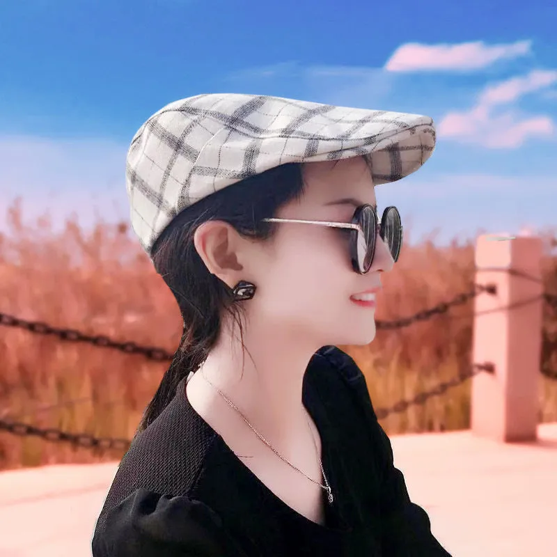 Peaked Cap Forward Cap Plaid Baseball Cap Visor Beret Sun Hat