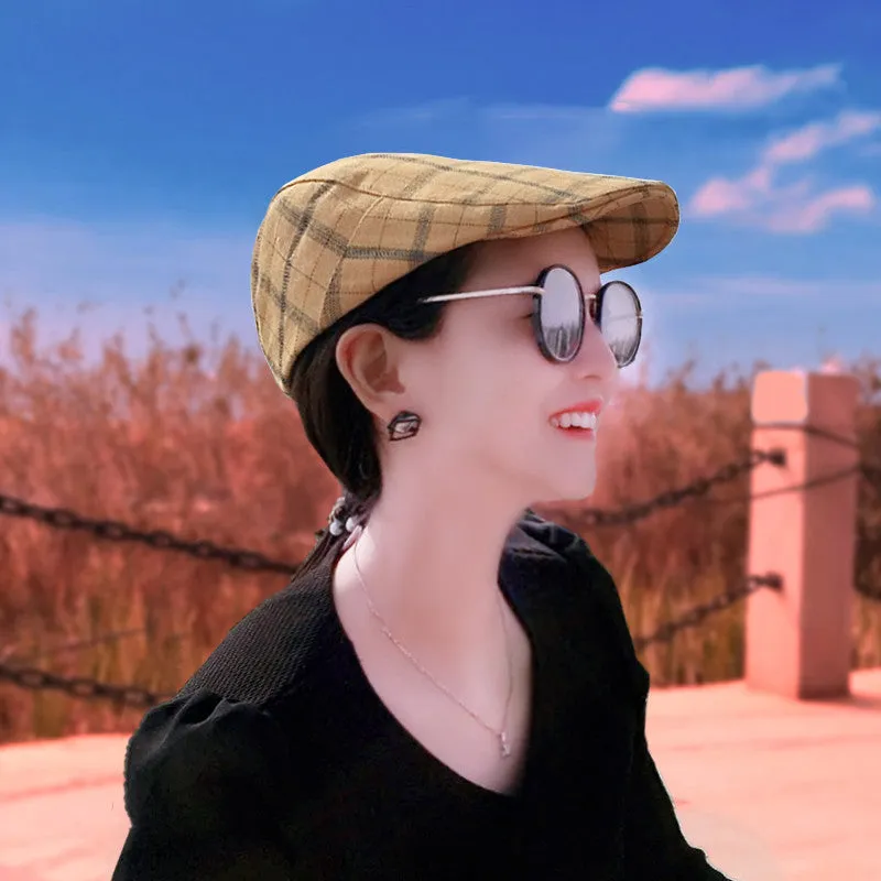 Peaked Cap Forward Cap Plaid Baseball Cap Visor Beret Sun Hat