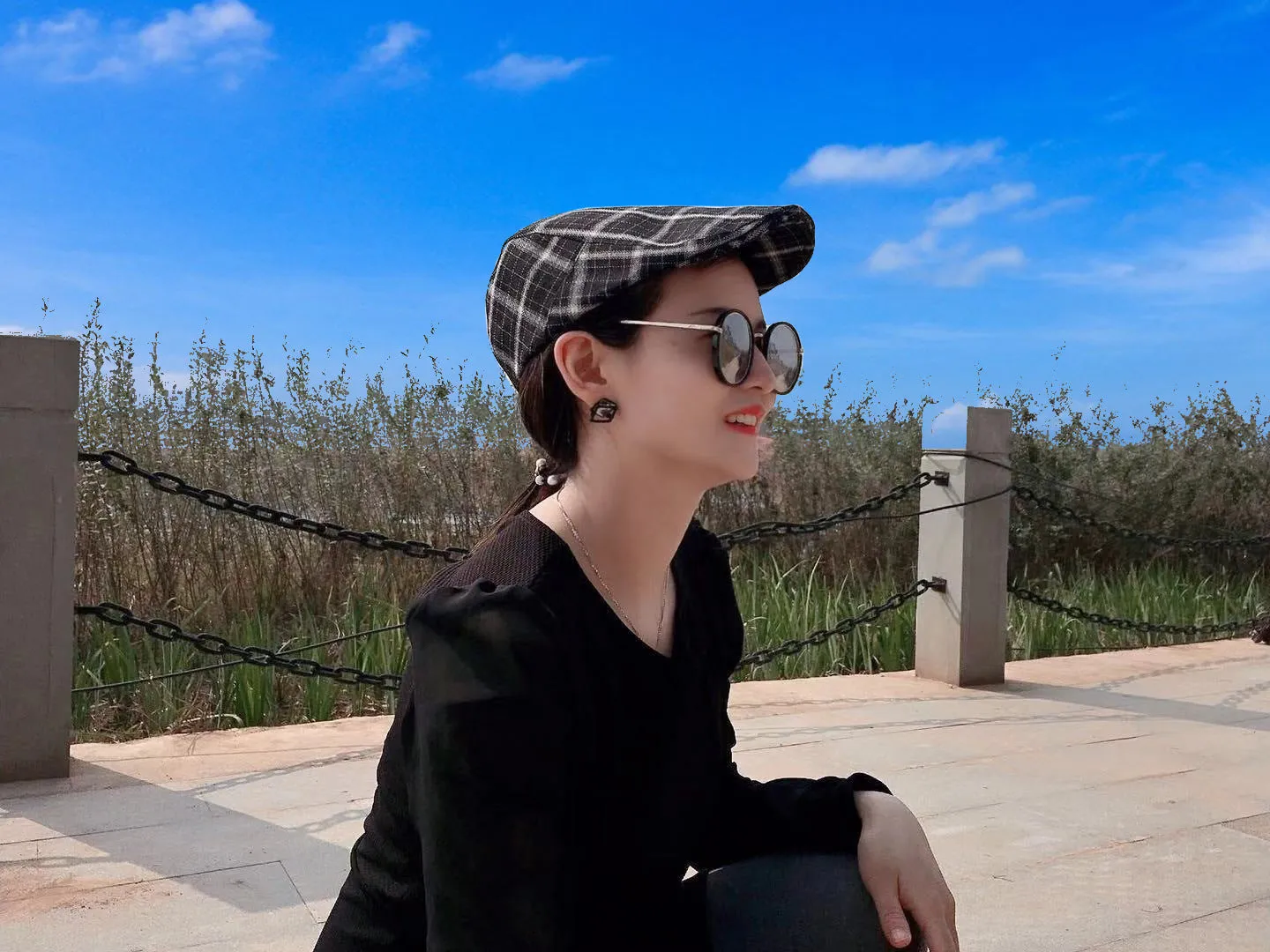 Peaked Cap Forward Cap Plaid Baseball Cap Visor Beret Sun Hat