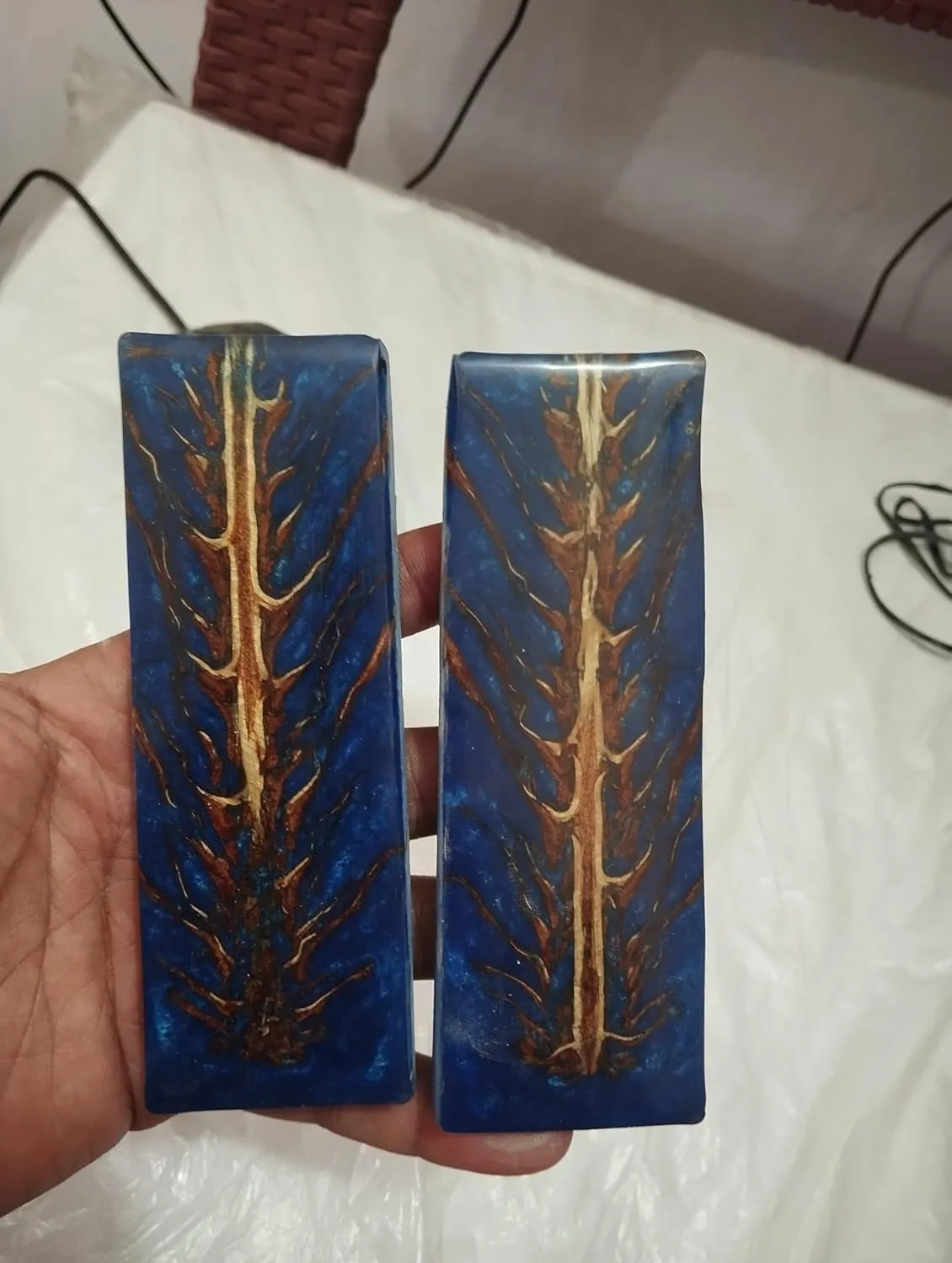 Personalized hand Crafted Knife Handle scale, PINE CONE RAISIN handle scales, DIY knife making, Knife accessories, Gift Packed. Blue