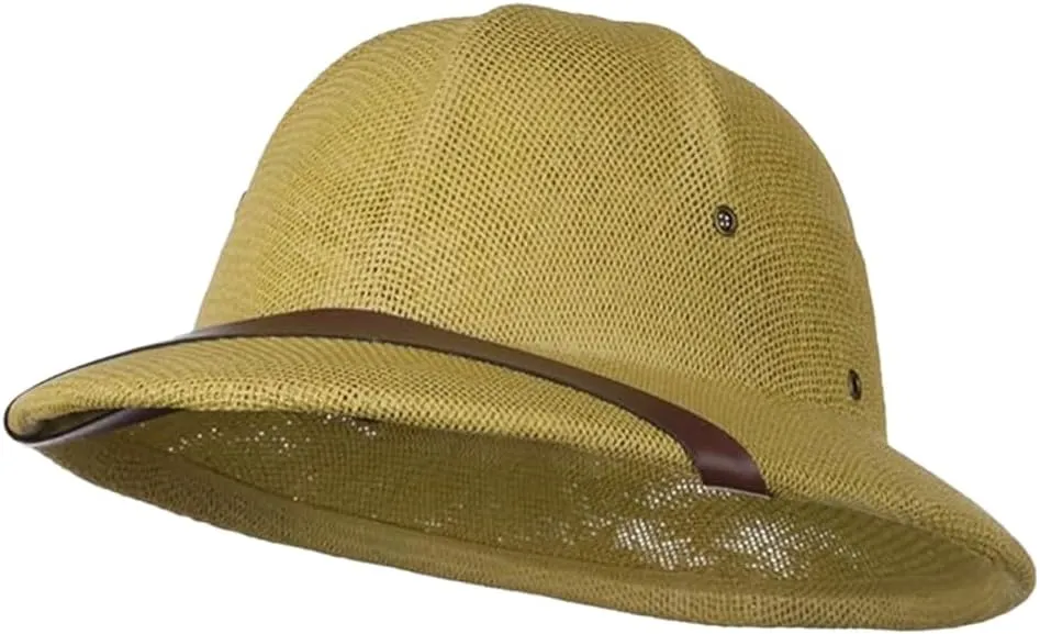 Pith Hat  Colonial Safari Hat, Postal Carrier Hat, Eco-Friendly Straw Design for Costumes, Role-Playing and Sun Protection, Beige Color
