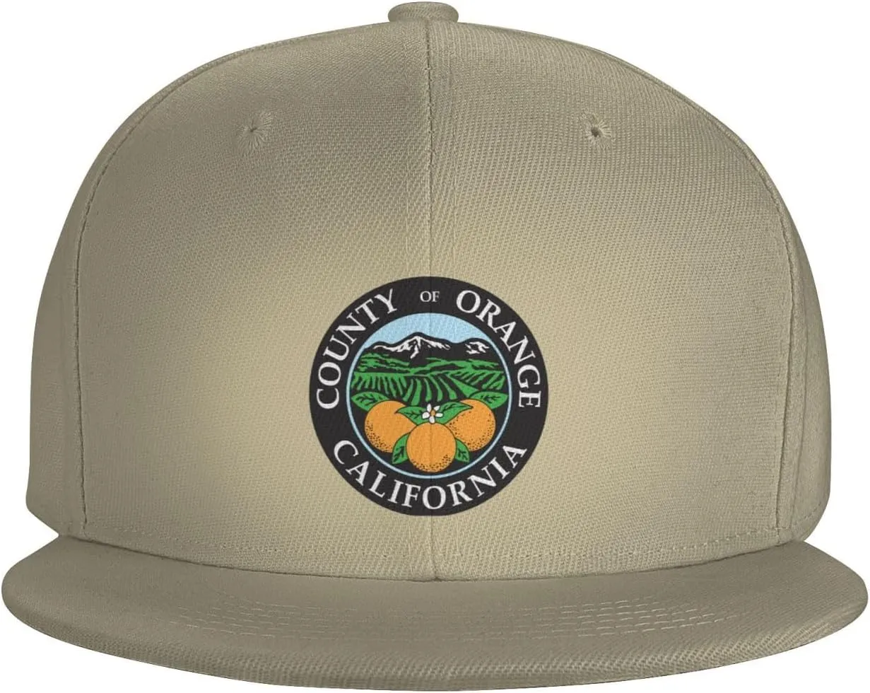 POOEDSO Seal of Orange County, California Snapback Hats for Men Baseball Cap Trucker Hat Flat Brim Hats