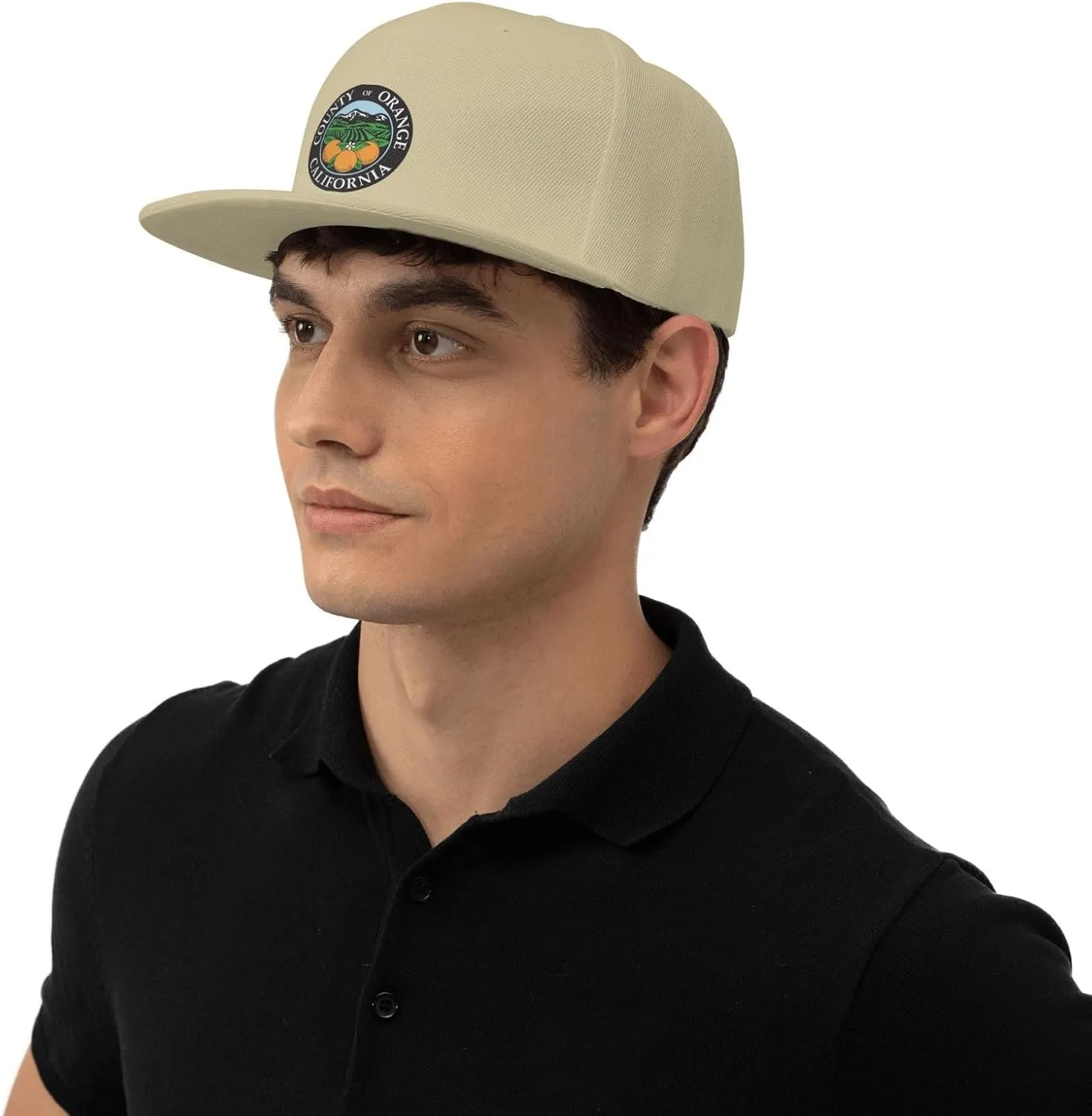 POOEDSO Seal of Orange County, California Snapback Hats for Men Baseball Cap Trucker Hat Flat Brim Hats