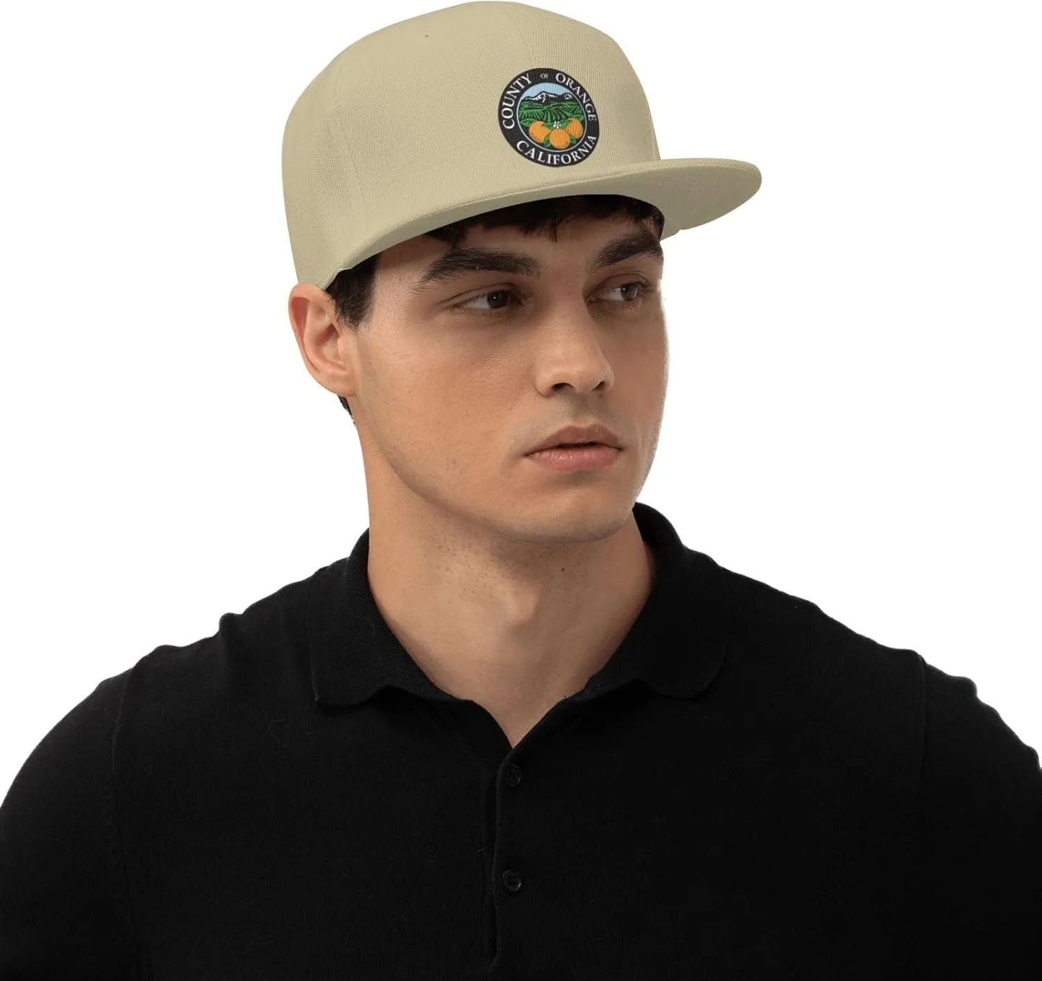 POOEDSO Seal of Orange County, California Snapback Hats for Men Baseball Cap Trucker Hat Flat Brim Hats
