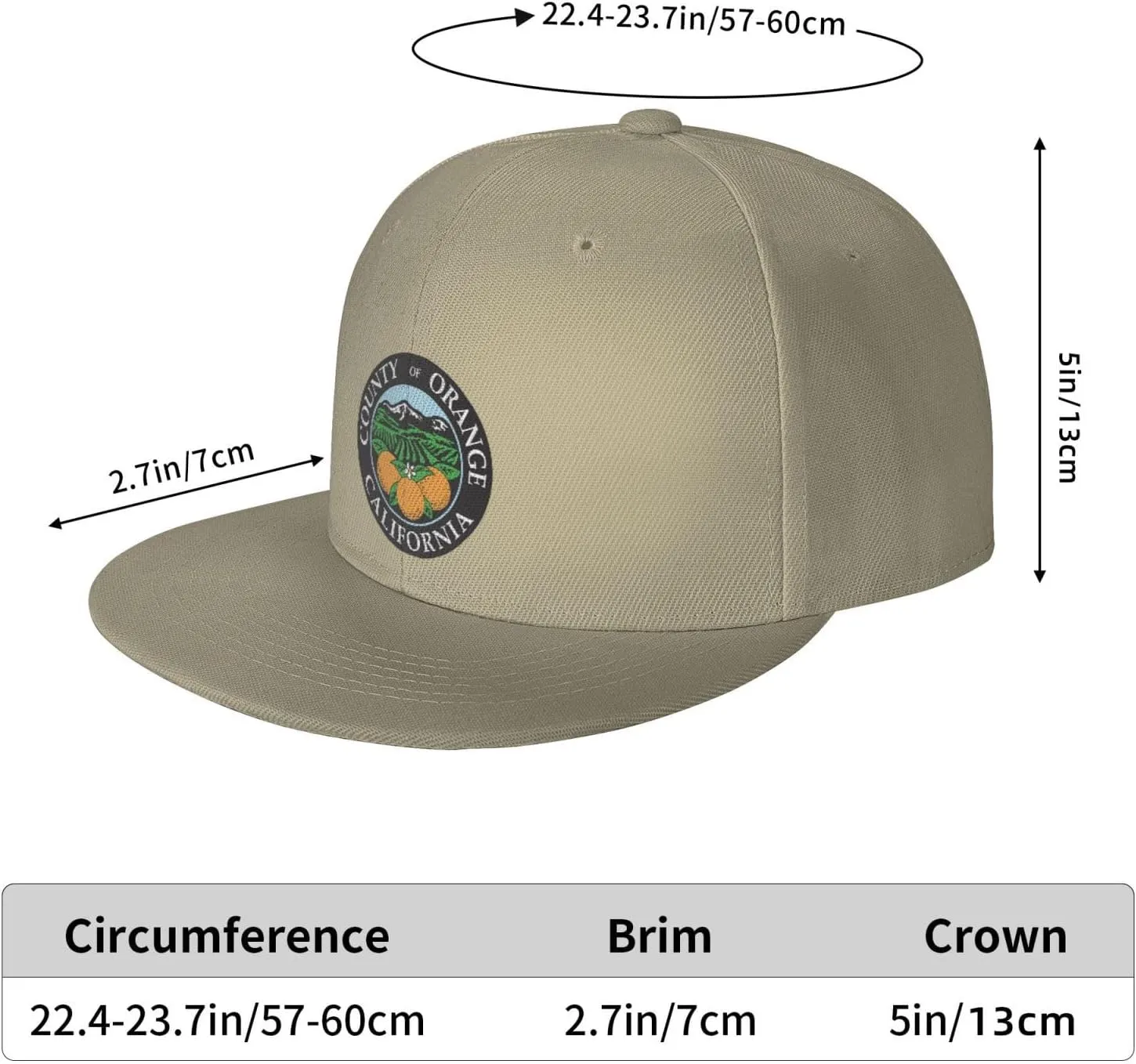 POOEDSO Seal of Orange County, California Snapback Hats for Men Baseball Cap Trucker Hat Flat Brim Hats