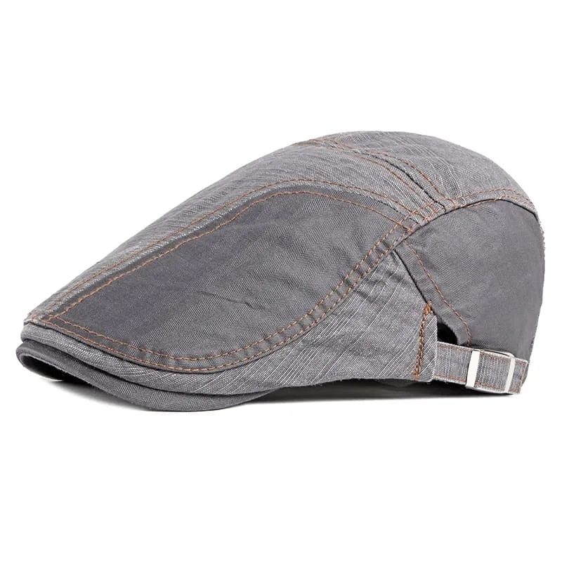 Retro Patchwork Cotton Flat Cap