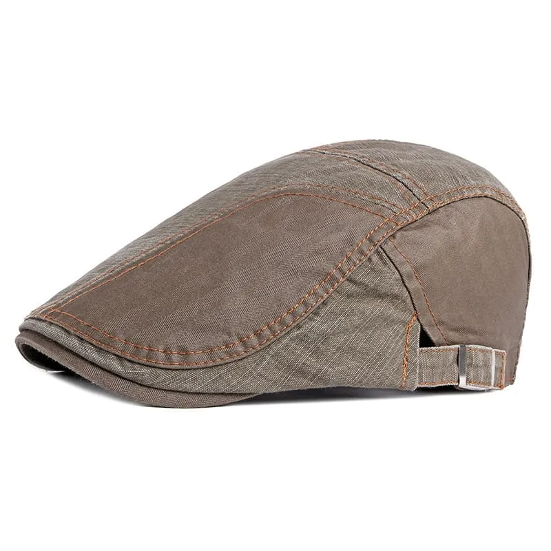 Retro Patchwork Cotton Flat Cap