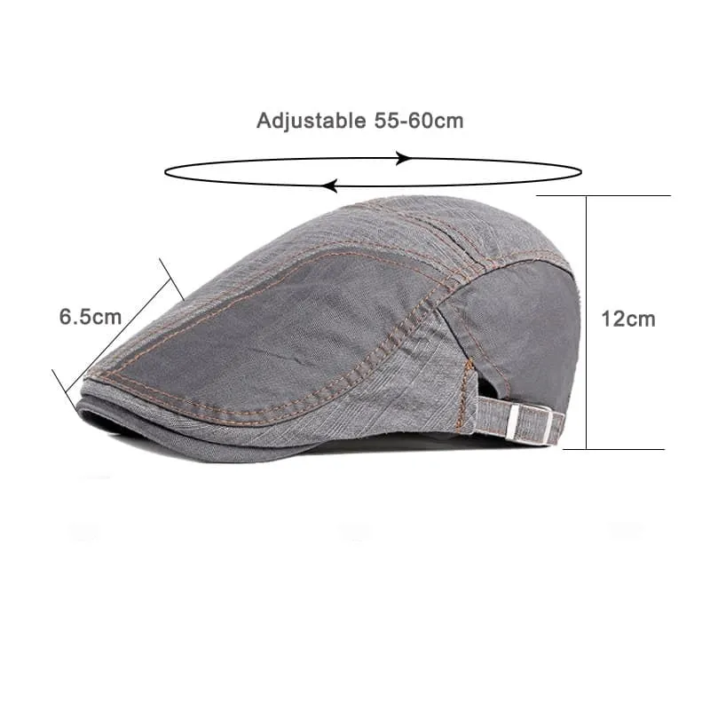 Retro Patchwork Cotton Flat Cap