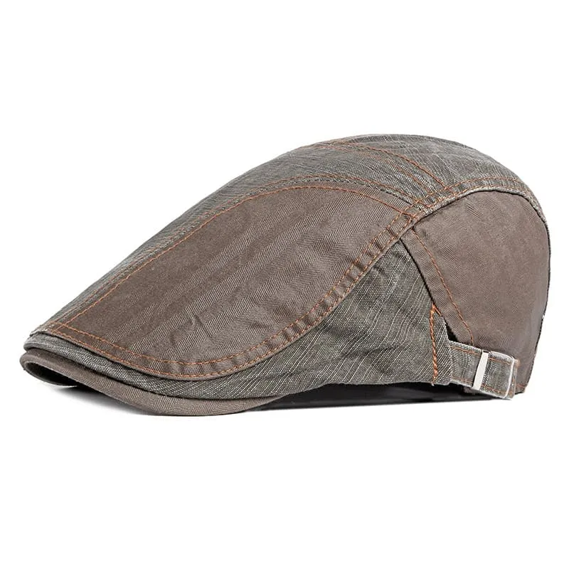 Retro Patchwork Cotton Flat Cap