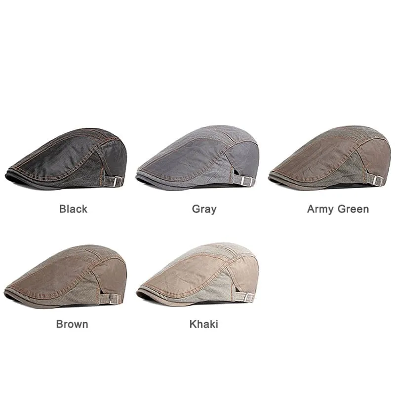 Retro Patchwork Cotton Flat Cap