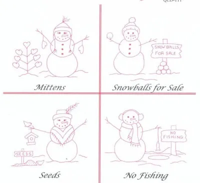 Snowmen Embroidery QLD-111e - Downloadable Pattern