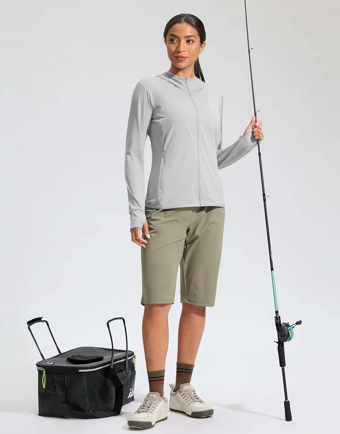 Soothfeel Women's UPF 50  Sun Protection Hoodie Jacket Lightweight Long Sleeve Sun Shirt for Women with Pocket Hiking Outdoor