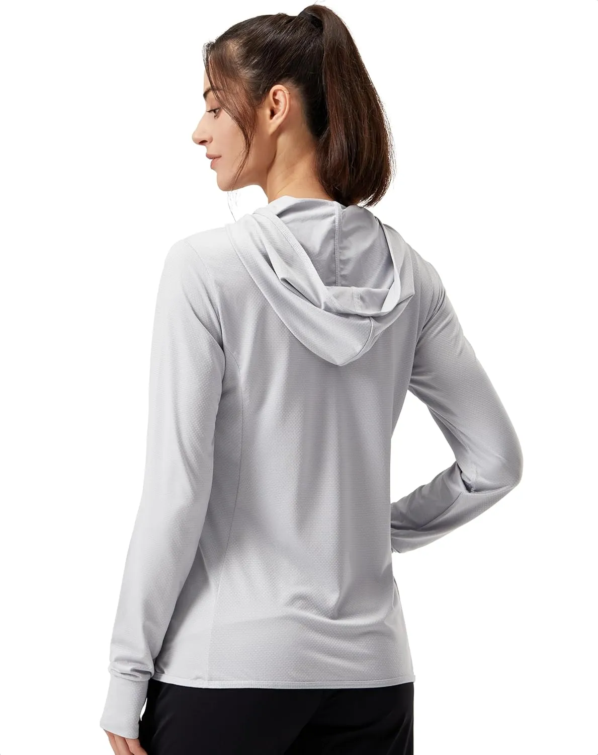Soothfeel Women's UPF 50  Sun Protection Hoodie Jacket Lightweight Long Sleeve Sun Shirt for Women with Pocket Hiking Outdoor