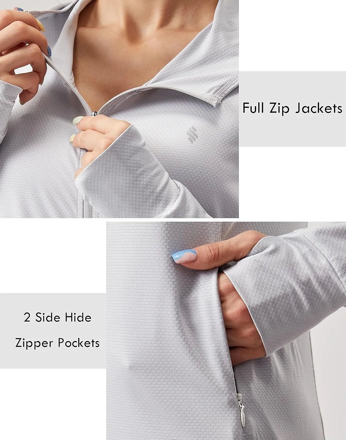 Soothfeel Women's UPF 50  Sun Protection Hoodie Jacket Lightweight Long Sleeve Sun Shirt for Women with Pocket Hiking Outdoor