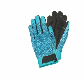 Swirls Work Gloves - Teal/Black