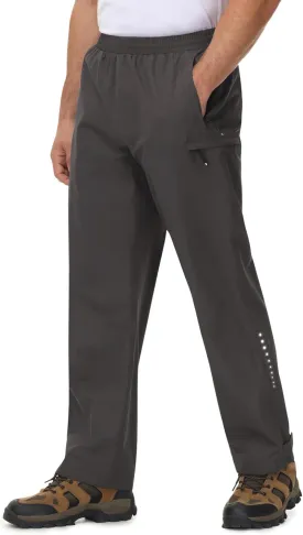 TBMPOY Men's Rain Pants Waterproof Zipper Lightweight Breathable Mesh with 3 Zipper Pockets Rain Gear Work Motorcycle