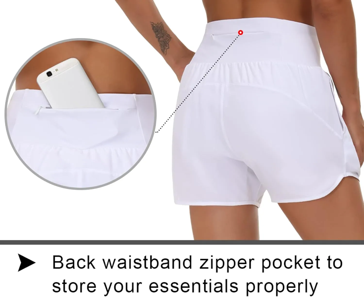 THE GYM PEOPLE Womens High Waist Running Shorts with Liner Athletic Hiking Workout Shorts Zip Pockets