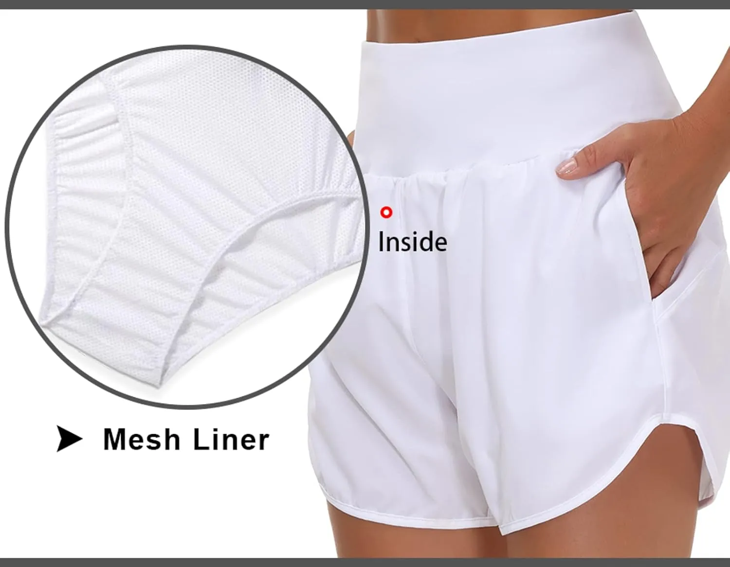 THE GYM PEOPLE Womens High Waist Running Shorts with Liner Athletic Hiking Workout Shorts Zip Pockets
