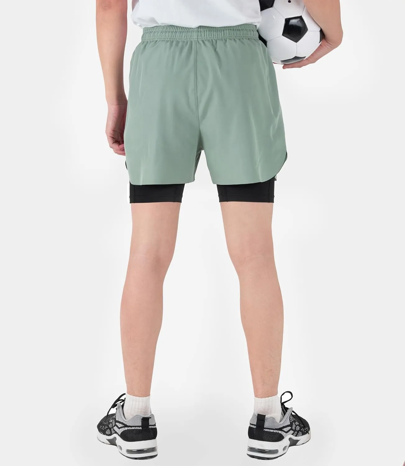 TLAENSON Boys Running Shorts with Liner Kids 2 in 1 Quick Dry Workout Athletic Shorts with Pockets