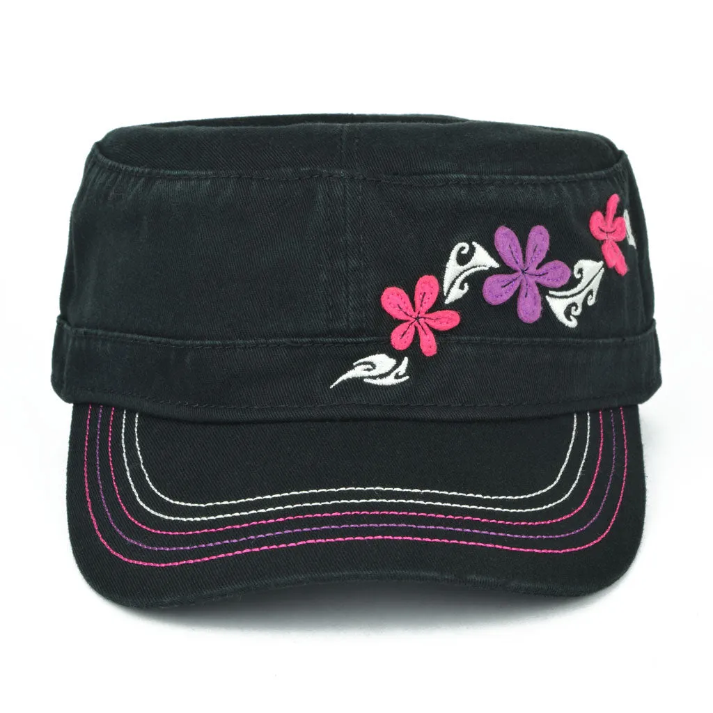 Tribal Flowers Military Hat