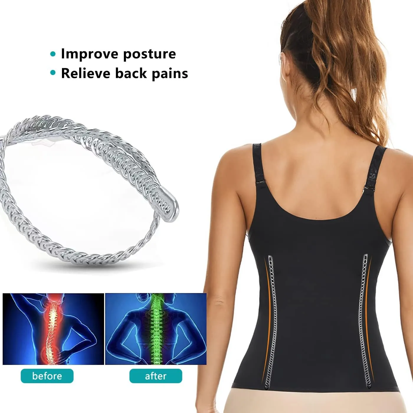 tummy control shapewear, waist cincher corset, work as waist trainer for women and woman tank top