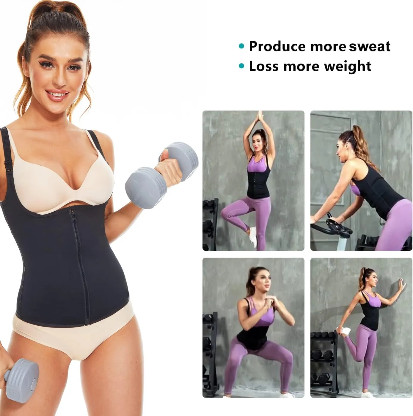 tummy control shapewear, waist cincher corset, work as waist trainer for women and woman tank top