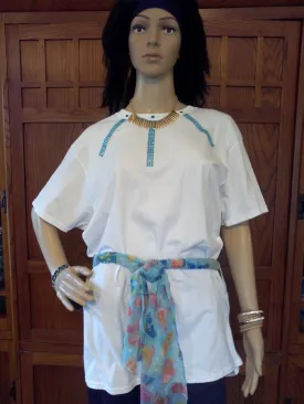 Turquoise Gem Hand Crafted Ladies T-Shirt with Sash plus Necklace Set & Bracelet