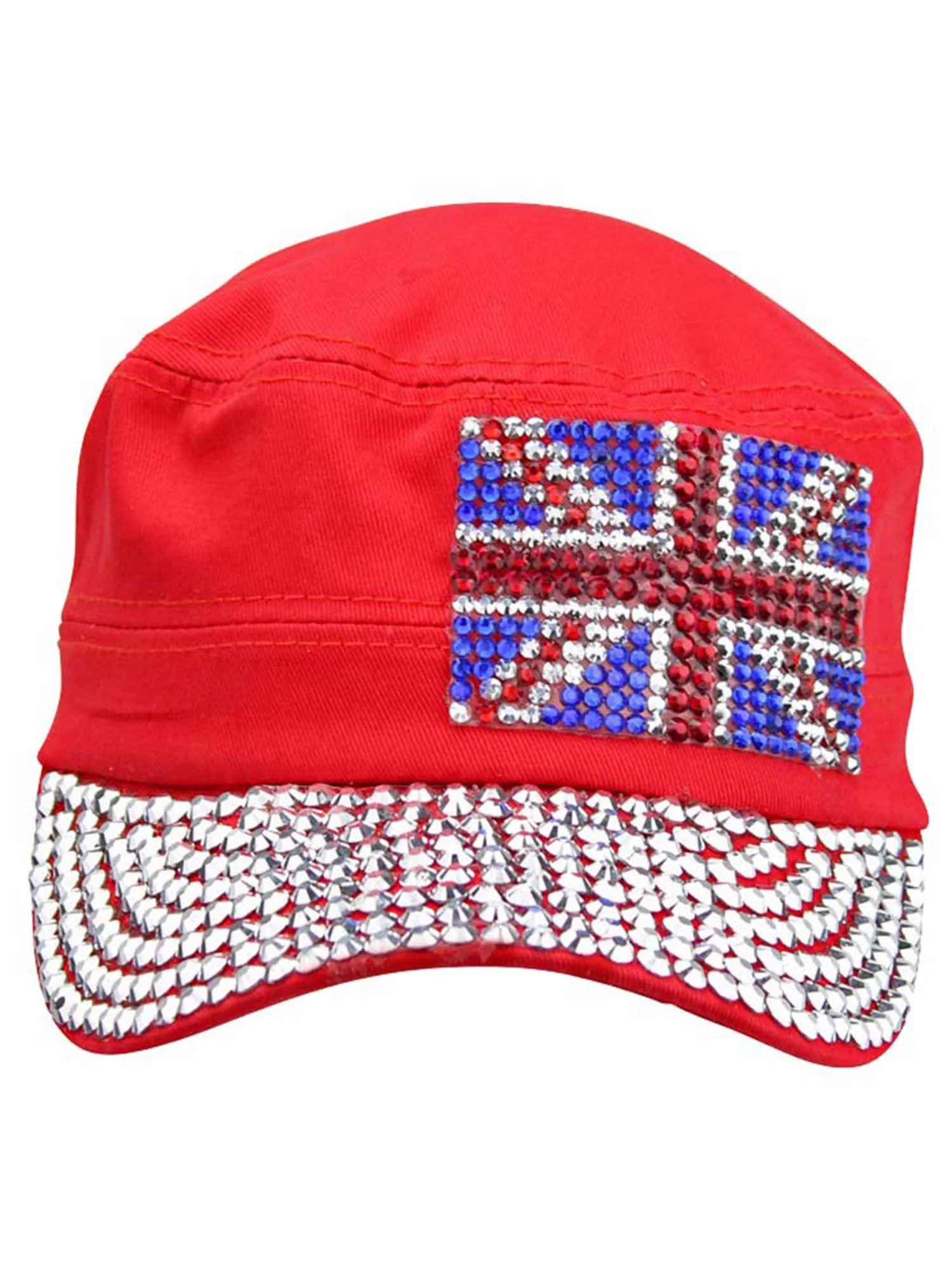 UK Shiny Rhinestone Studded Cadet Cap Hat