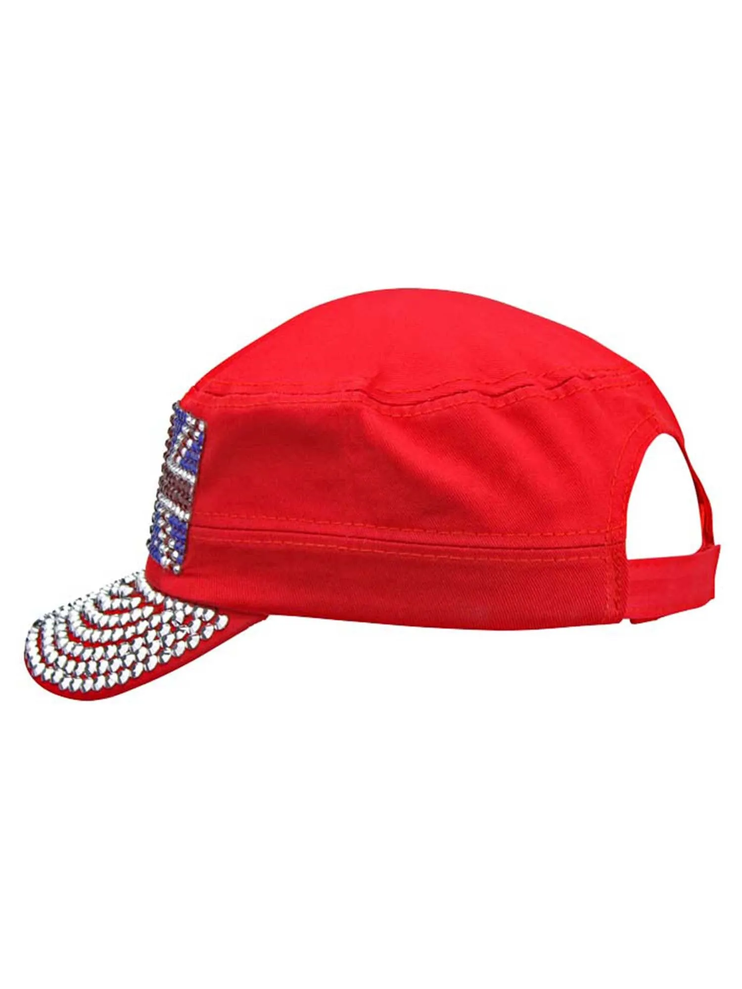 UK Shiny Rhinestone Studded Cadet Cap Hat