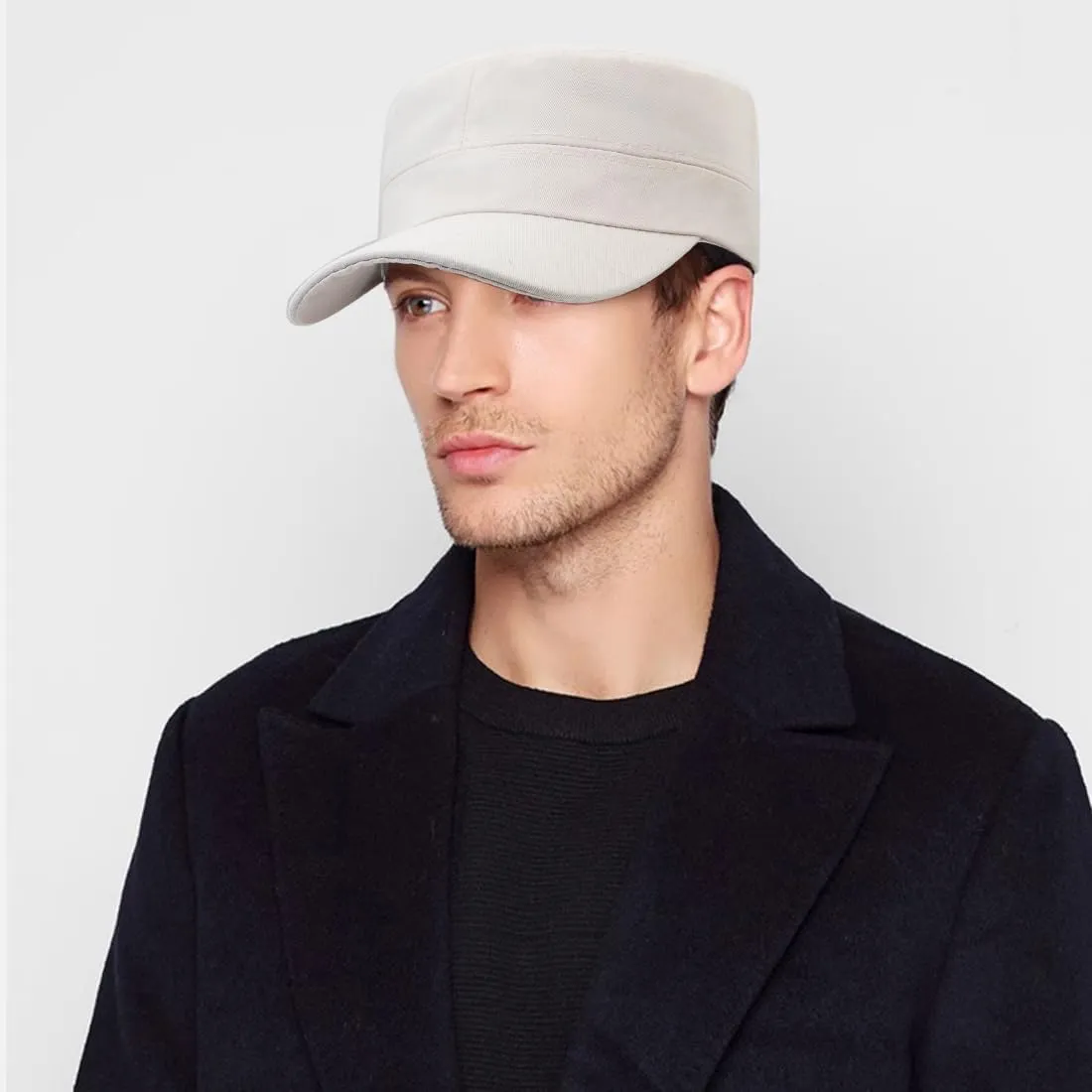 Unisex Cadet Army Cap Flat Top Cap Twill Military Corps Hat for Women Men