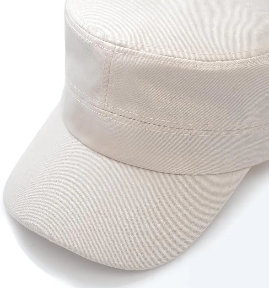 Unisex Cadet Army Cap Flat Top Cap Twill Military Corps Hat for Women Men