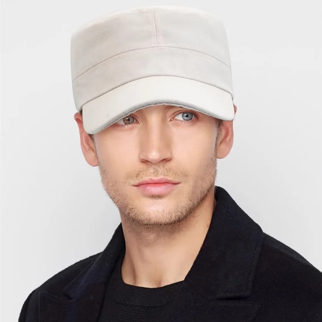 Unisex Cadet Army Cap Flat Top Cap Twill Military Corps Hat for Women Men