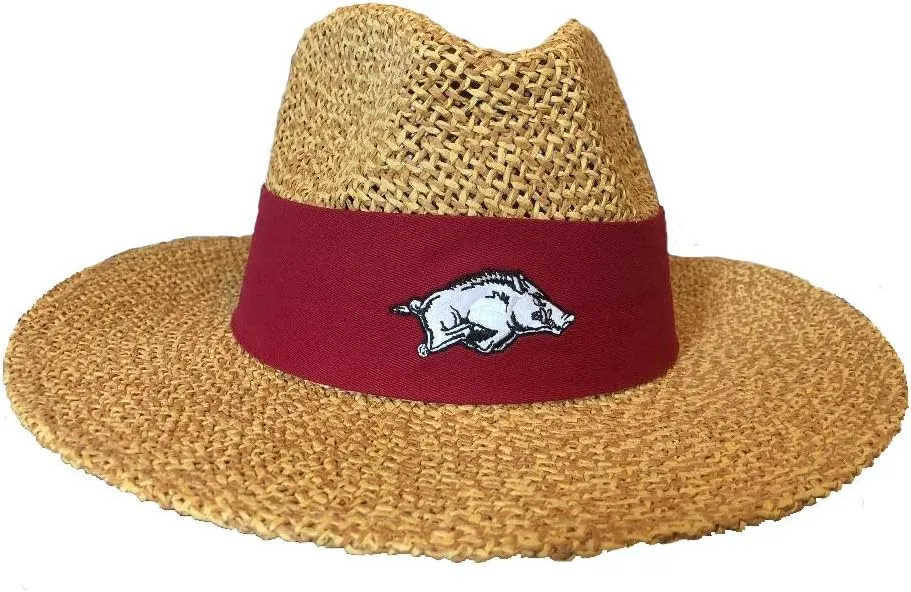 University of Arkansas Razorbacks Angler Safari Straw Hat Natural
