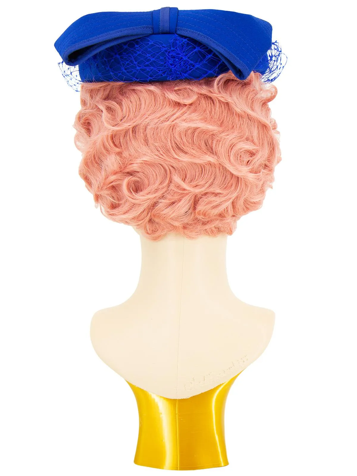 Vintage 1980s Royal Blue Large Bow Net Trim Hat