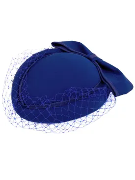 Vintage 1980s Royal Blue Large Bow Net Trim Hat
