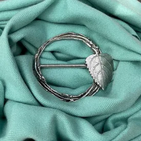 Vintage Style Pewter Leaf Scarf Ring