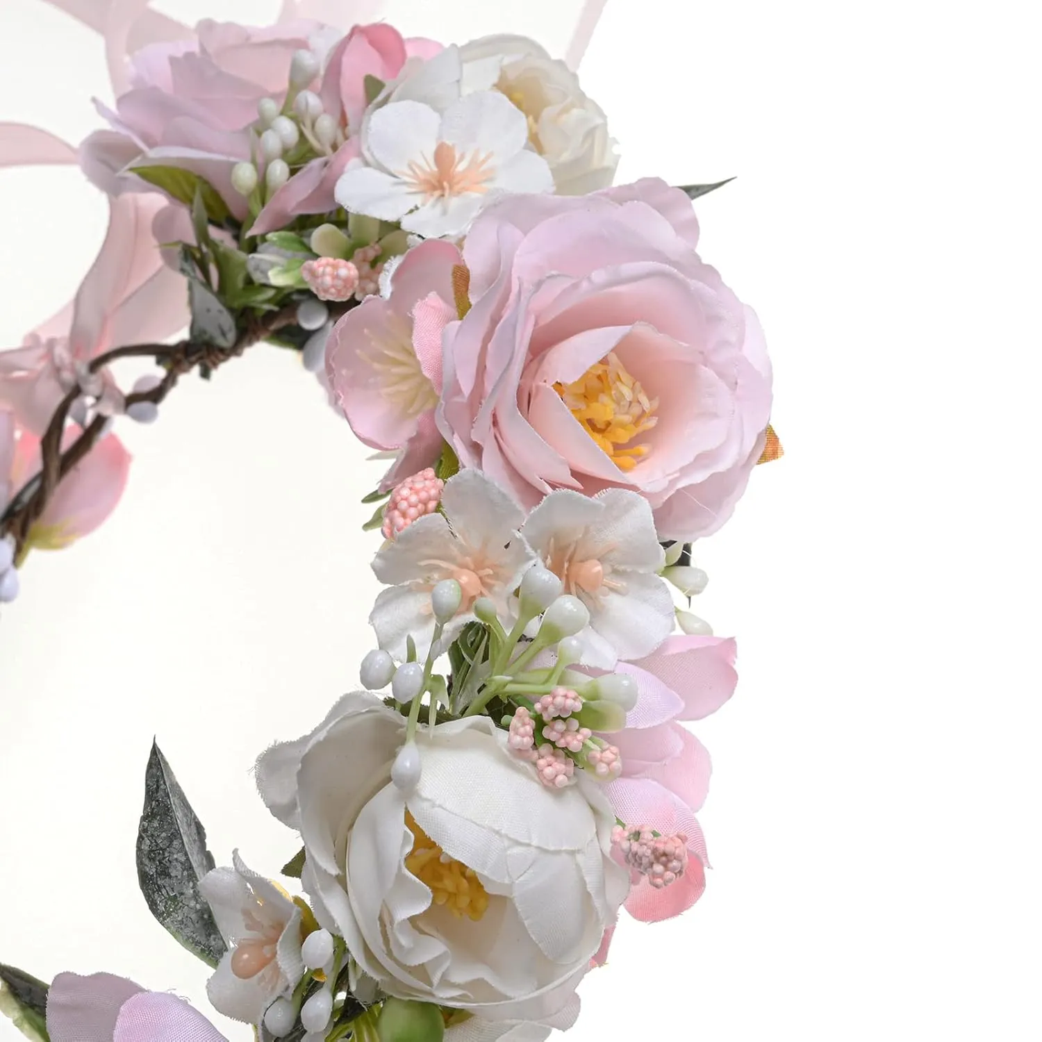 Vividsun Flower Crown Floral Wreath Headband Floral Crown Wedding Festivals Photo Props Headpiece (rose pink/white peony)