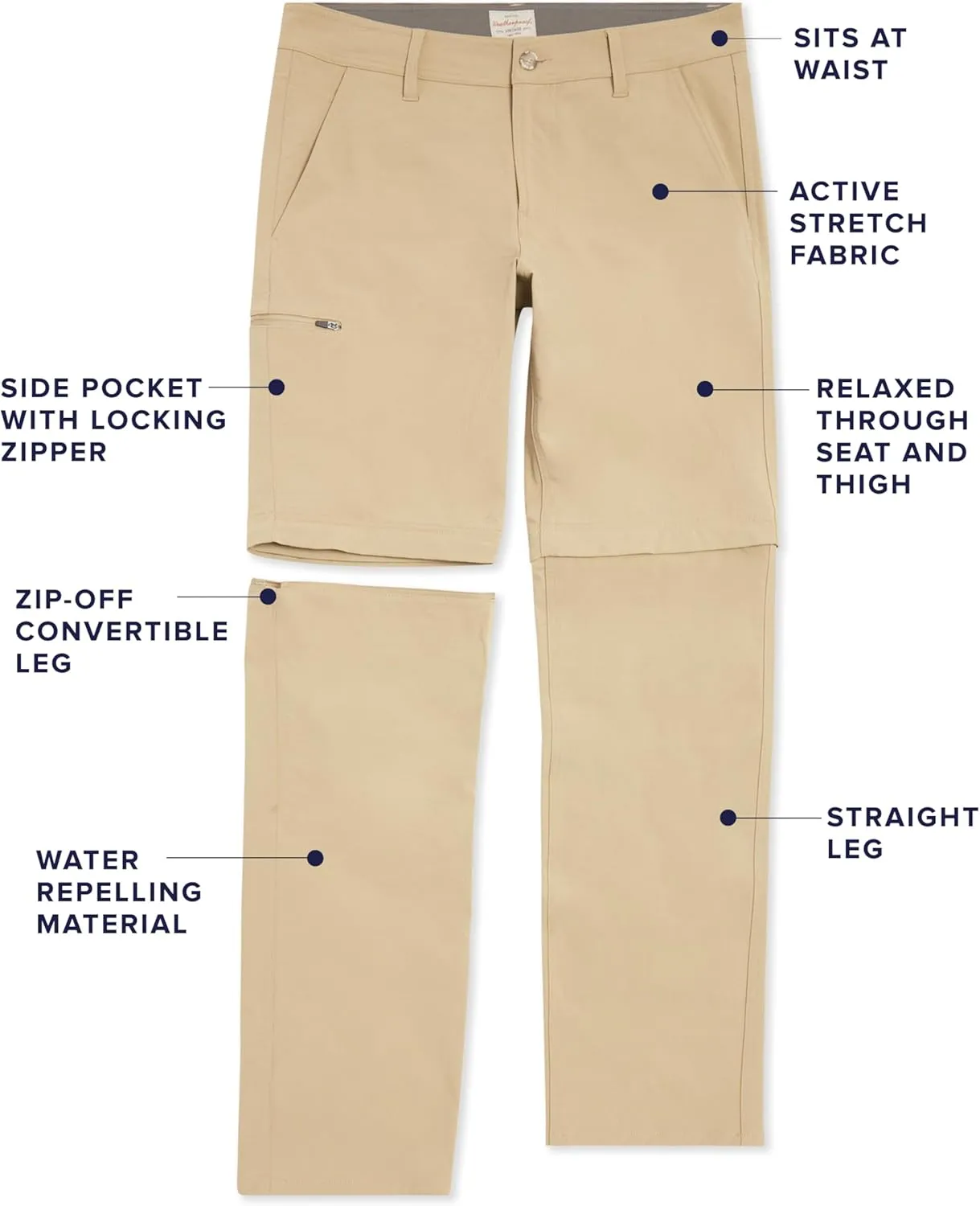 Weatherproof Vintage Mens Convertible Pants - Hiking Pants for Mens with Zip-Off to Short | Mens Utility Hiking Travel Pants