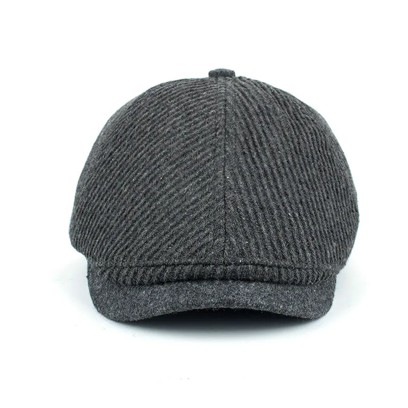 Winter Cotton Peaked Beret Cap For Men - Grey,Black,Navy,Coffee