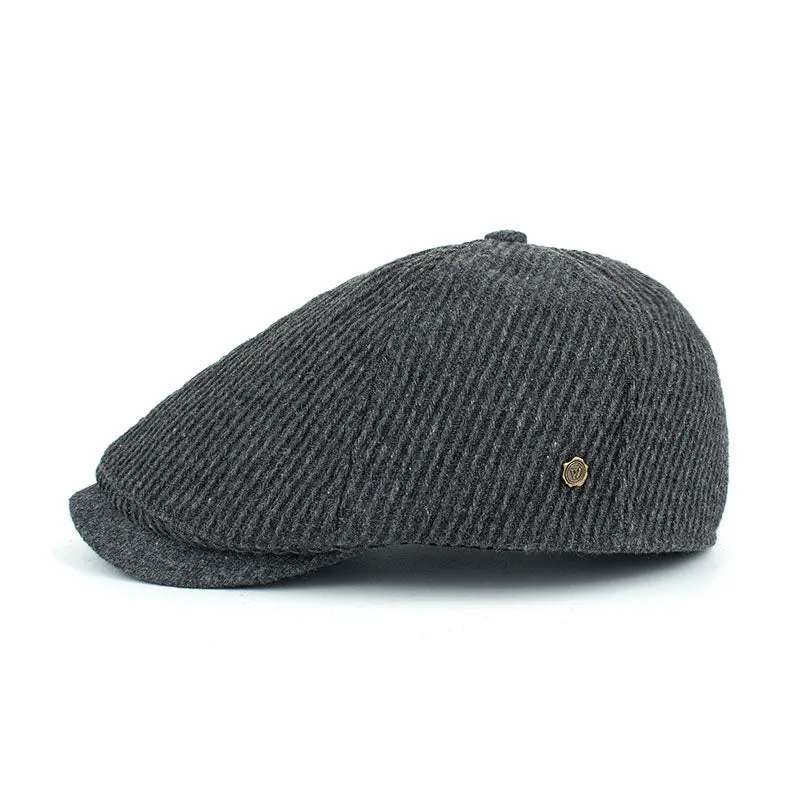 Winter Cotton Peaked Beret Cap For Men - Grey,Black,Navy,Coffee