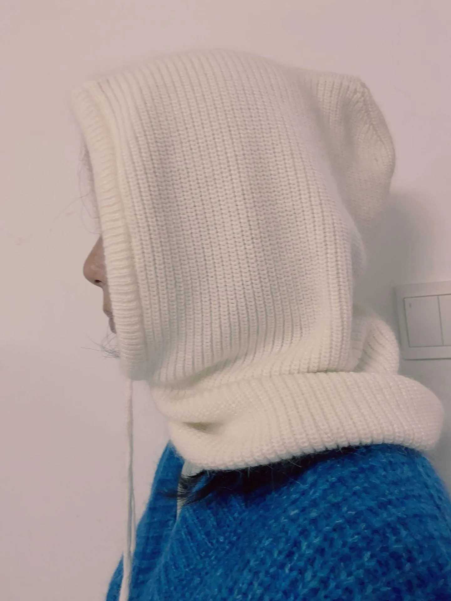 Women's Autumn Warm Scarf-Neck Woolen Knitted Hat - Dome Style Rabbit Fur