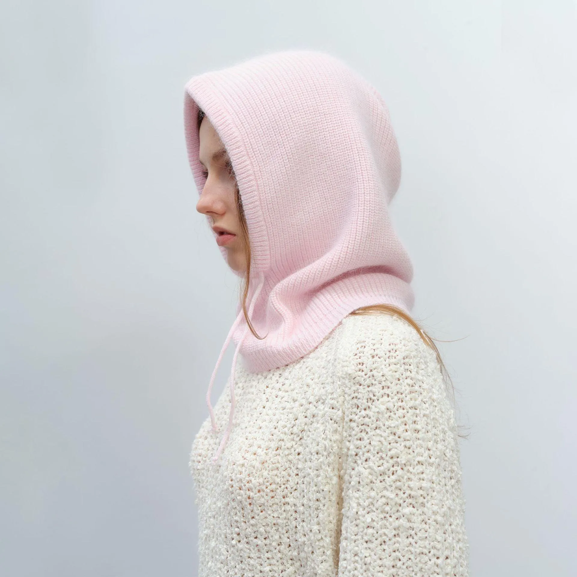 Women's Autumn Warm Scarf-Neck Woolen Knitted Hat - Dome Style Rabbit Fur