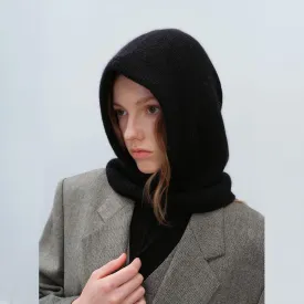 Women's Autumn Warm Scarf-Neck Woolen Knitted Hat - Dome Style Rabbit Fur