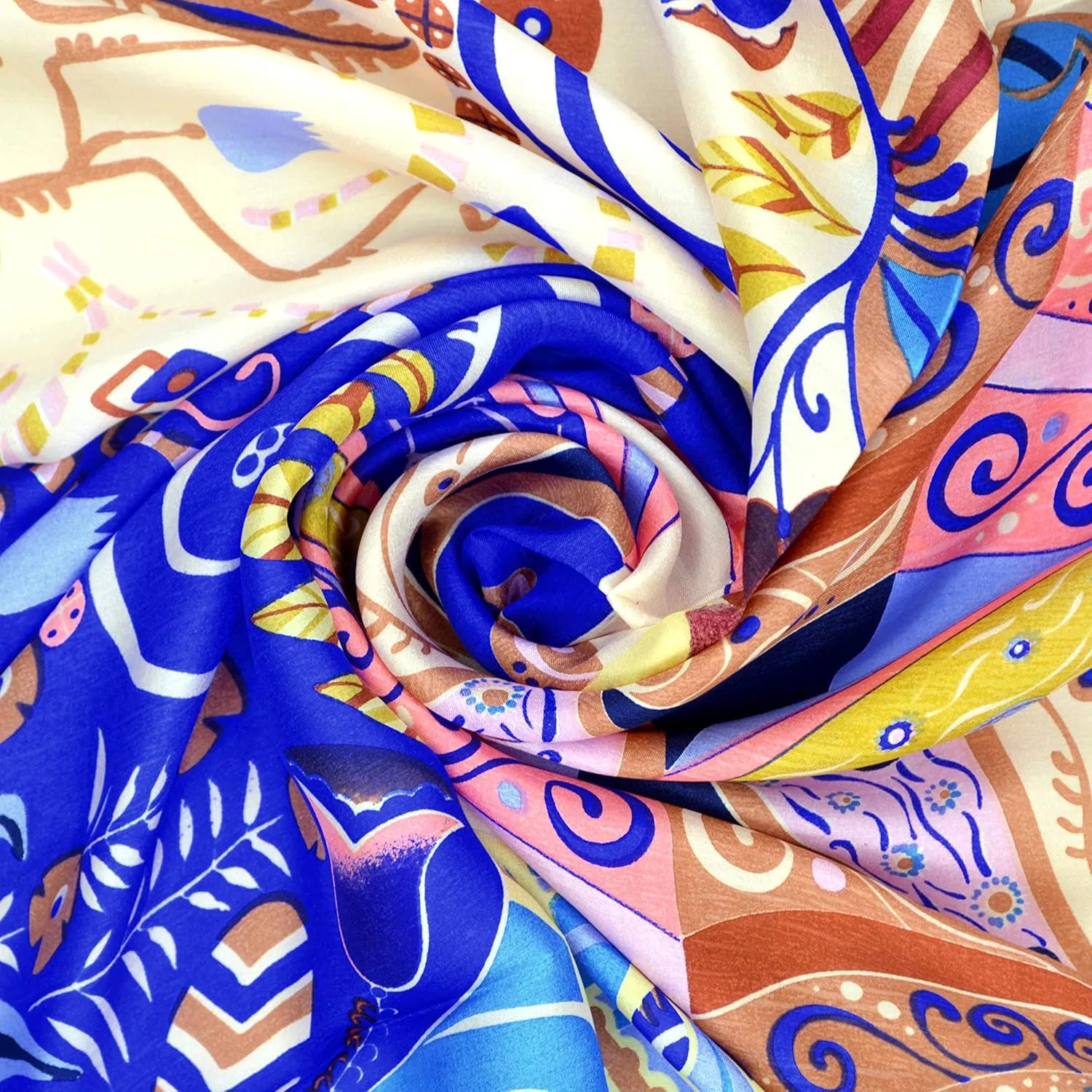 Women's Graphic Print 100% Silk, Silk Scarf Square, 33X33 Inches