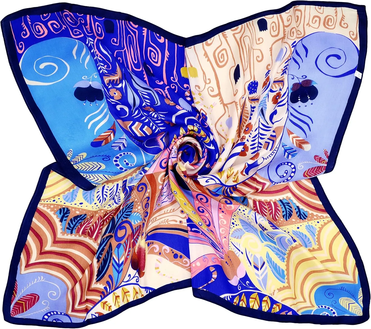 Women's Graphic Print 100% Silk, Silk Scarf Square, 33X33 Inches