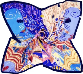 Women's Graphic Print 100% Silk, Silk Scarf Square, 33X33 Inches