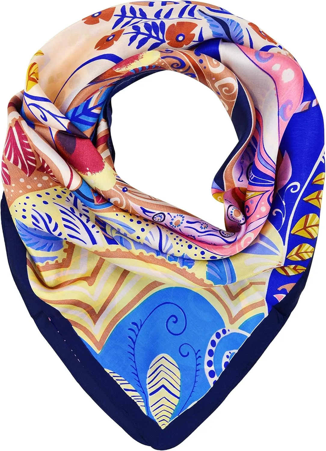 Women's Graphic Print 100% Silk, Silk Scarf Square, 33X33 Inches